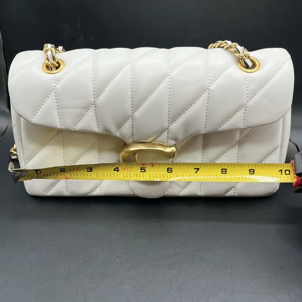 COACH Tabby Shoulder Bag 26 Quilted CP150 Brass / Chalk White Leather NWOT